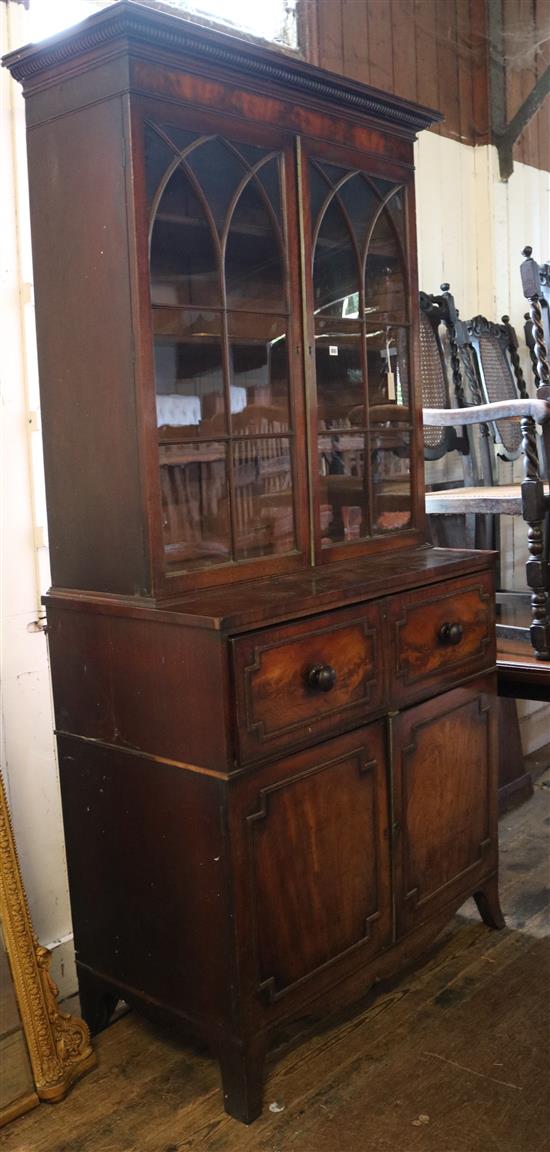 George IV mahogany secretaire bookcase